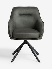Grey Hamilton Arm Swivel Monza Faux Leather Dining Chairs - Image 2 of 8