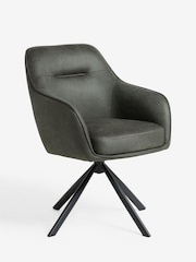 Grey Hamilton Arm Swivel Monza Faux Leather Dining Chairs - Image 3 of 8