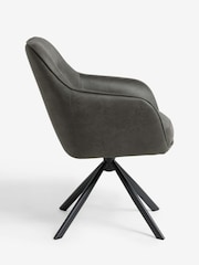 Grey Hamilton Arm Swivel Monza Faux Leather Dining Chairs - Image 4 of 8