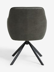 Grey Hamilton Arm Swivel Monza Faux Leather Dining Chairs - Image 5 of 8