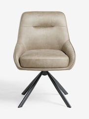 Natural Hamilton Black Leg Swivel Monza Faux Leather Dining Chairs - Image 2 of 9