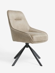 Natural Hamilton Black Leg Swivel Monza Faux Leather Dining Chairs - Image 3 of 9