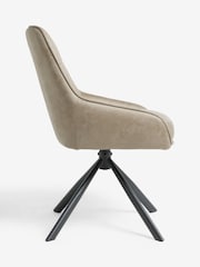 Natural Hamilton Black Leg Swivel Monza Faux Leather Dining Chairs - Image 4 of 9