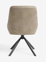 Natural Hamilton Black Leg Swivel Monza Faux Leather Dining Chairs - Image 6 of 9