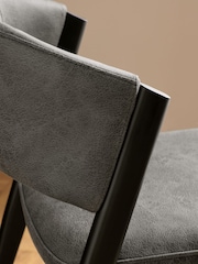 Set of 2 Monza Faux Leather Dark Grey Turner Black Leg Dining Chairs - Image 2 of 7