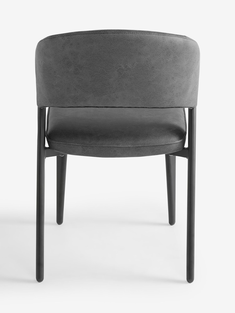 Set of 2 Monza Faux Leather Dark Grey Black Leg Turner Dining Chairs - Image 8 of 8