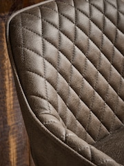 Monza Faux Leather Peppercorn Brown Hamilton Mid Wood Leg Fixed Height Quilted Kitchen Bar Stool - Image 2 of 9
