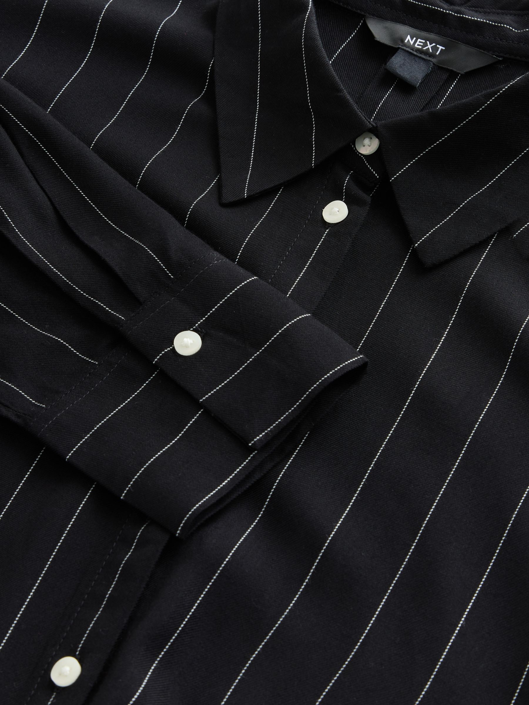 Buy Black Pinstripe Long Sleeve Tie Waist Shirt Dress from Next USA
