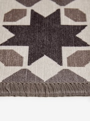 Set of 2 Chocolate Brown Washable Geometric Tile Doormats - Image 3 of 5