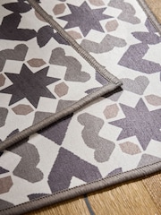 Set of 2 Chocolate Brown Washable Geometric Tile Doormats - Image 5 of 5