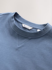 Blue Oversized 100% Cotton Short Sleeve Soft Touch Peached Feel Heavyweight T-Shirt - Image 6 of 7