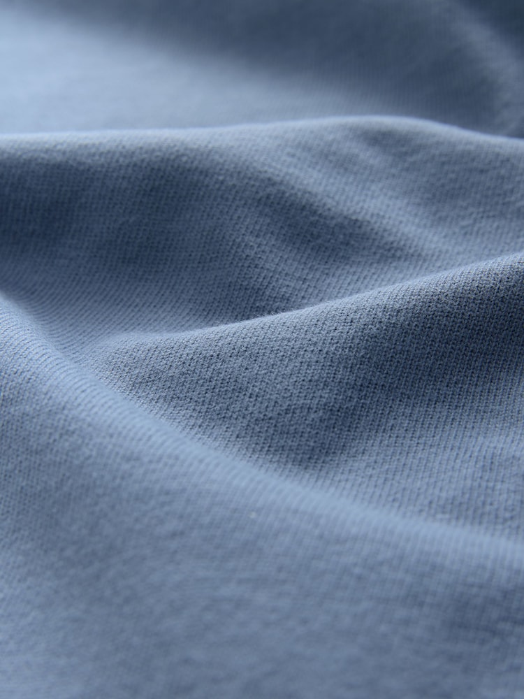 Blue Oversized 100% Cotton Short Sleeve Soft Touch Peached Feel Heavyweight T-Shirt - Image 7 of 7