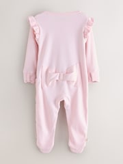 Baker by Ted Baker Pink Frill Detail Sleepsuit and Bib Set 2 Piece - Image 3 of 12