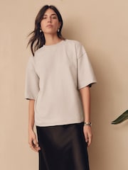 Grey Oversized 100% Cotton Short Sleeve Soft Touch Peached Feel Heavyweight T-Shirt - Image 2 of 8