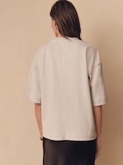 Grey Oversized 100% Cotton Short Sleeve Soft Touch Peached Feel Heavyweight T-Shirt - Image 3 of 8