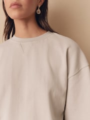 Grey Oversized 100% Cotton Short Sleeve Soft Touch Peached Feel Heavyweight T-Shirt - Image 5 of 8
