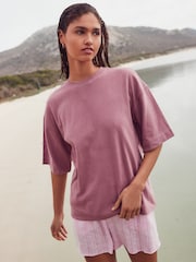 Blush Pink Oversized 100% Cotton Short Sleeve Soft Touch Peached Feel Heavyweight T-Shirt - Image 2 of 8