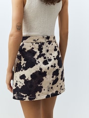 Cow Print 100% Cotton Denim Mini Skirt - Image 4 of 8