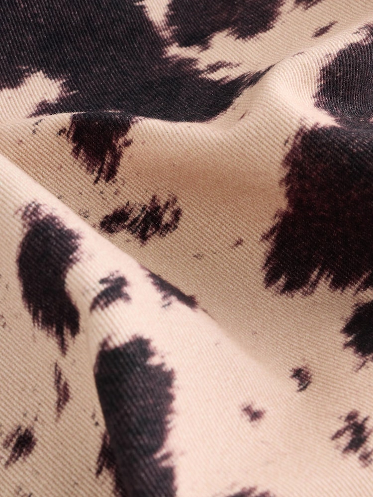 Cow Print 100% Cotton Denim Mini Skirt - Image 7 of 8