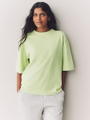 Green Oversized 100% Cotton Short Sleeve Soft Touch Peached Feel Heavyweight T-Shirt - Image 1 of 8