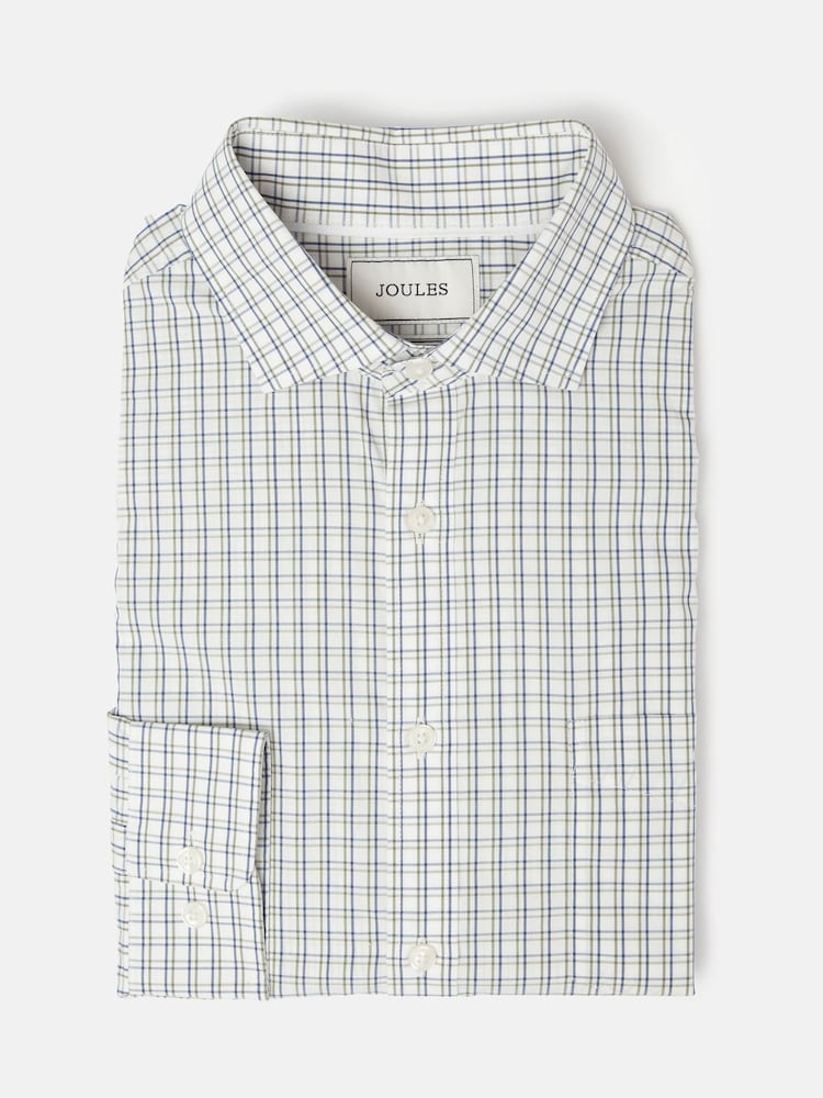 Joules 2 Pack Green Check /Blue Stripe Lightweight Cotton Shirts Classic Fit - Image 9 of 9