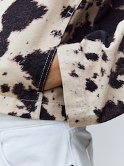 Cow Print 100% Cotton Cropped Denim Jacket - Image 5 of 8