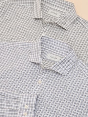 Joules 2 Pack Blue/Green Check Lightweight Cotton Shirts Classic Fit - Image 1 of 9