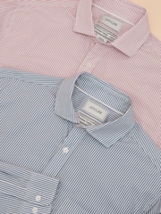 Joules 2 Pack Blue/Pink Stripe Lightweight Cotton Shirts Classic Fit - Image 1 of 9