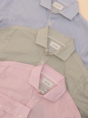 Joules 3 Pack Green Stripe/ Blue Stripe/ Pink Stripe Lightweight Cotton Shirts Classic Fit - Image 1 of 19