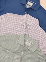 Joules 3 Pack Blue/ Pink Check / Green Stripe Lightweight Cotton Shirts Classic Fit - Image 1 of 13