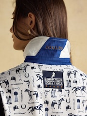 Official Blenhiem Cream/Navy European Championship Horse Print Pique Polo Shirt - Image 7 of 9