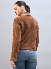 Urban Code Brown Suede Studded Harrington Jacket - Image 2 of 4