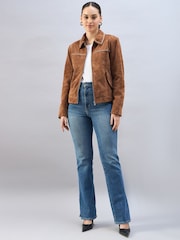 Urban Code Brown Suede Studded Harrington Jacket - Image 3 of 4