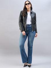 Urban Code Black Boxy Zip Trucker Leather Jacket - Image 3 of 5