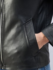 Urban Code Black Boxy Zip Trucker Leather Jacket - Image 5 of 5