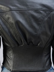 Urban Code Black Fitted Leather Trucker Jacket - Image 5 of 5