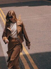 Urban Code Brown Cropped Leather Trench Jacket - Image 2 of 6