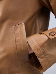Urban Code Brown Cropped Leather Trench Jacket - Image 6 of 6