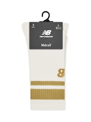 New Balance Cream NB Essentials Line Midcalf Crew Socks 3 Pack - Image 5 of 5