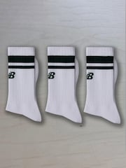 New Balance White NB Essentials Line Midcalf Crew Socks 3 Pack - Image 1 of 5