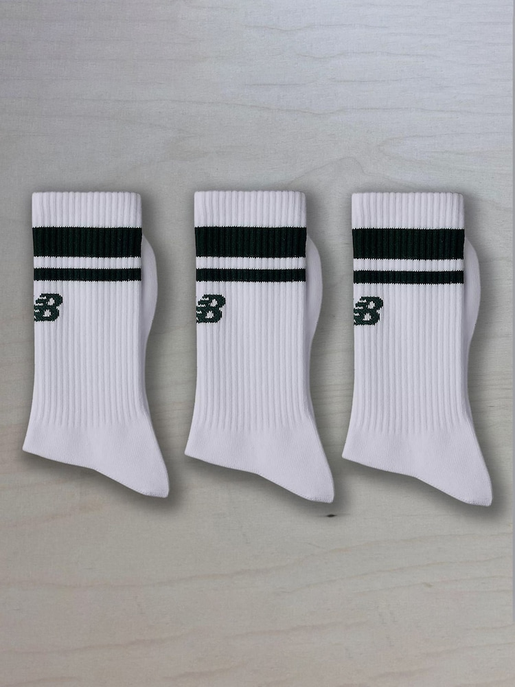 New Balance White NB Essentials Line Midcalf Crew Socks 3 Pack - Image 1 of 5