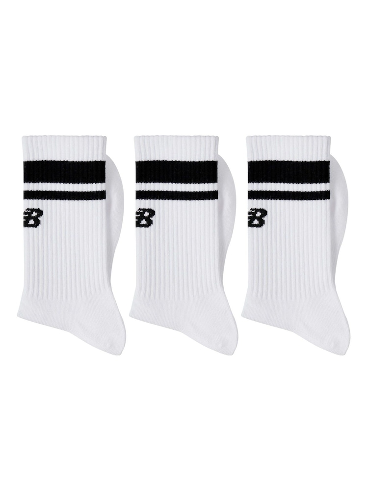 New Balance White NB Essentials Line Midcalf Crew Socks 3 Pack - Image 5 of 5