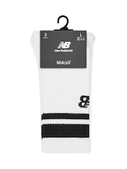 New Balance White NB Essentials Line Midcalf Crew Socks 3 Pack - Image 6 of 6