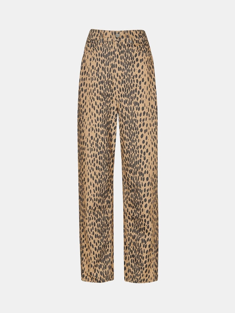 Whistles Nude Animal Spot Kick Flare 100% Cotton Jeans - Image 5 of 5