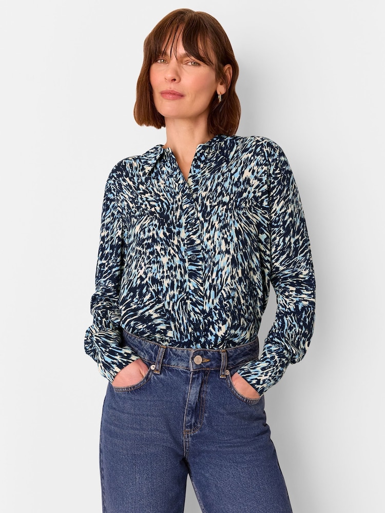 Whistles Blue Leopard Swirl Print Shirt - Image 1 of 5