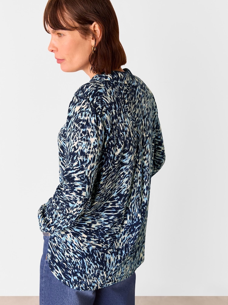 Whistles Blue Leopard Swirl Print Shirt - Image 2 of 5