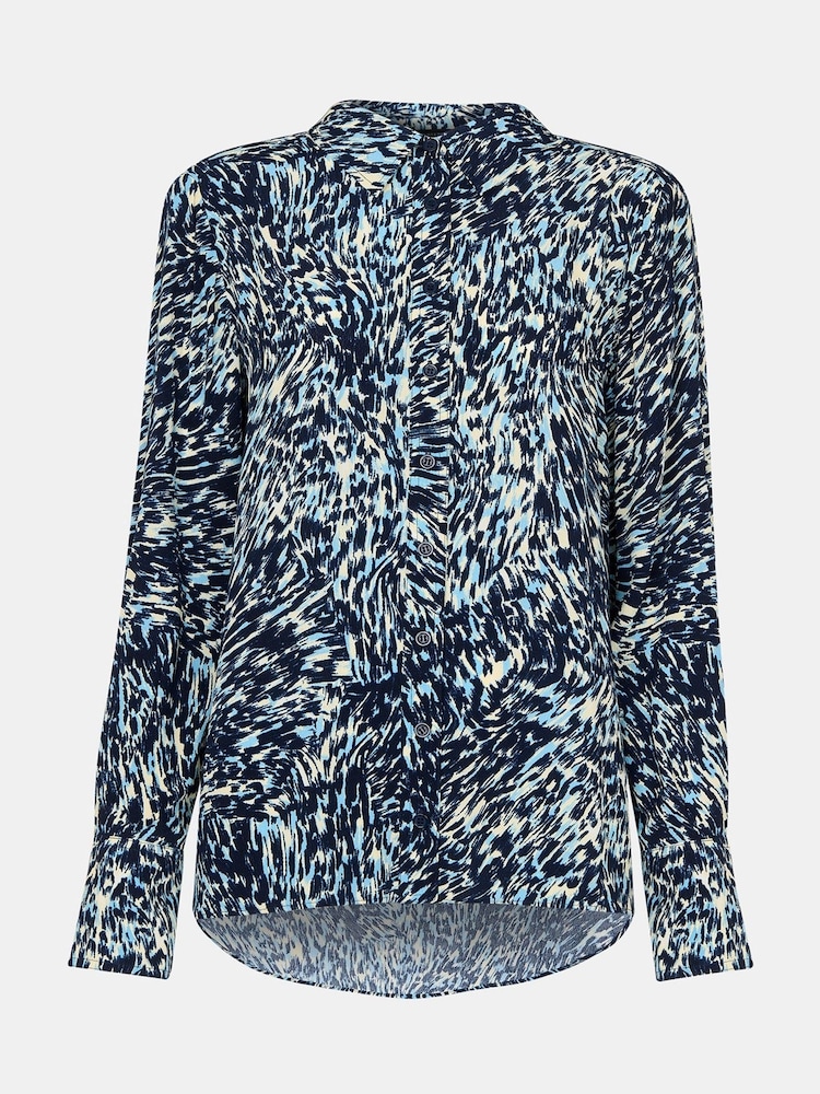 Whistles Blue Leopard Swirl Print Shirt - Image 5 of 5
