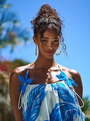 Friends Like These Blue 100% Cotton Flower Applique Tiered Maxi Dress - Image 2 of 4