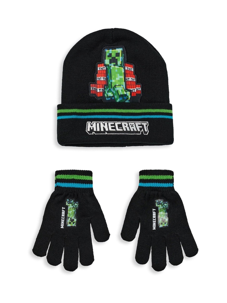 Vanilla Underground Black Boys Minecraft Hat & Gloves Set - Image 1 of 6