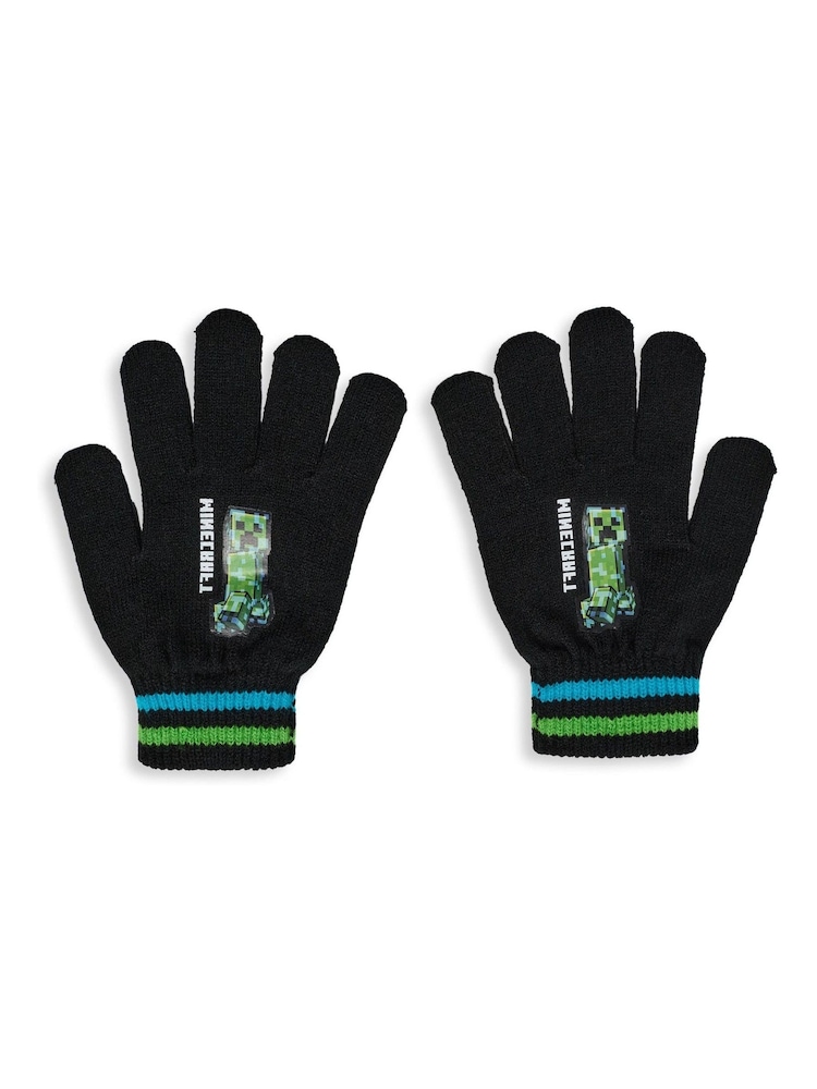 Vanilla Underground Black Boys Minecraft Hat & Gloves Set - Image 2 of 6